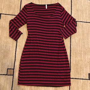 PinkBlush Maternity Tunic Black/Red Stripe